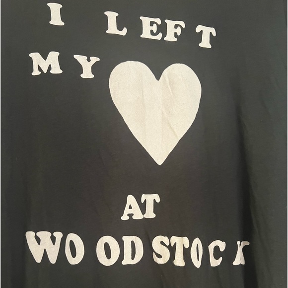 Wildfox t shirt “I left my heart at Woodstock” printed, long fringe, grey col - Picture 4 of 5